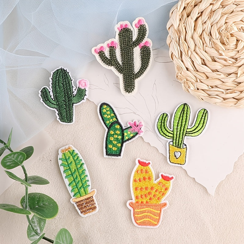 6pcs Cactus Embroidery Patches DIY Clothes Accessories