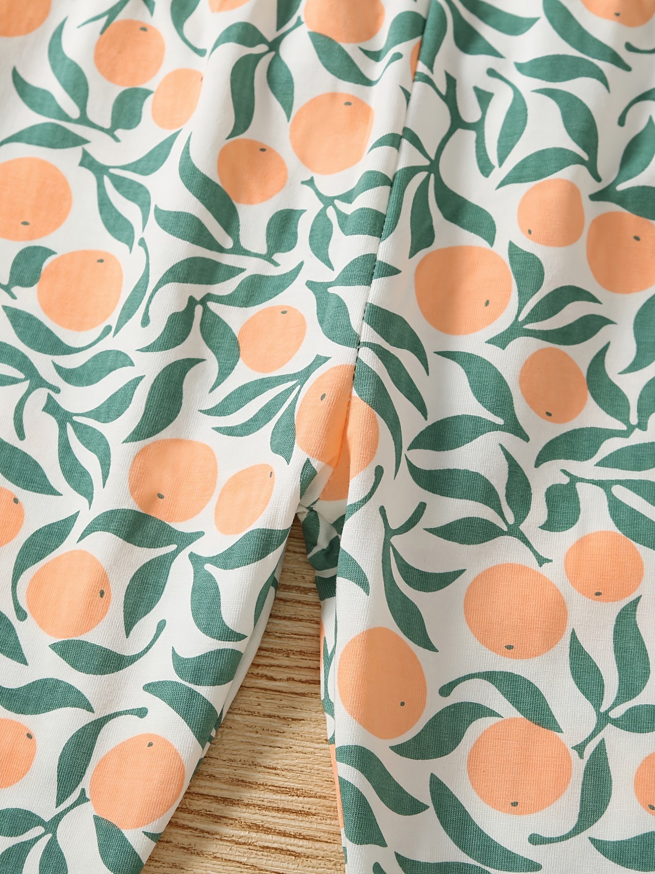 Girls Cotton Orange Print Elastic Waist Shorts Set