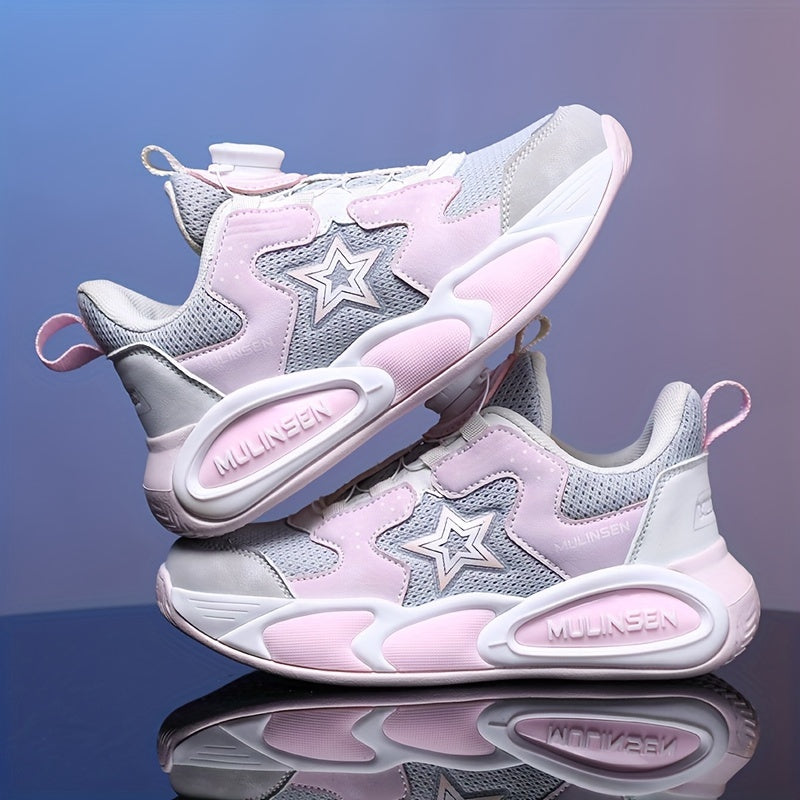 Boy's Rotating Buckle Basketball Shoes Non Slip Sneakers for Kids