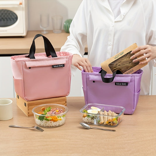 Insulated Lunch Bag Square Shape Polyester Thick Aluminum Foil Lined
