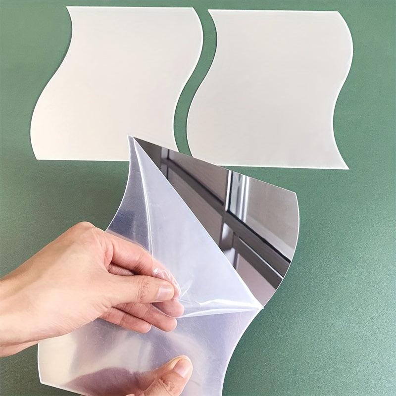 6pcs 3D Wavy Mirror Wall Stickers DIY Home Decorative Acrylic Mirror Wall Decor