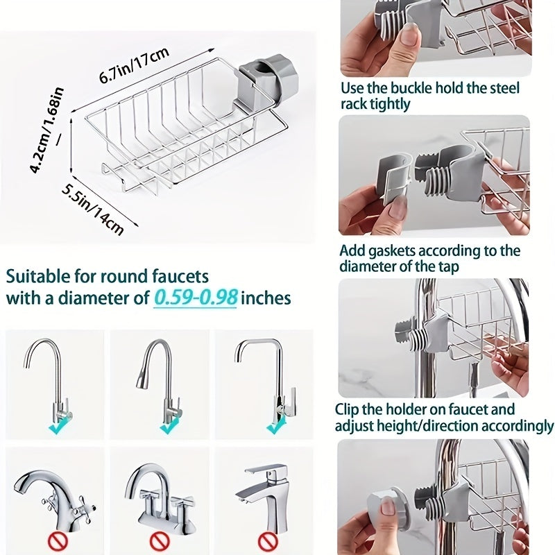 Stainless Steel Faucet Rack Sink Caddy Organizer