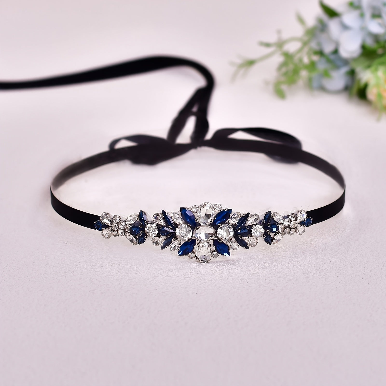 Silvery Bridal Belt with Rhinestones for Weddings