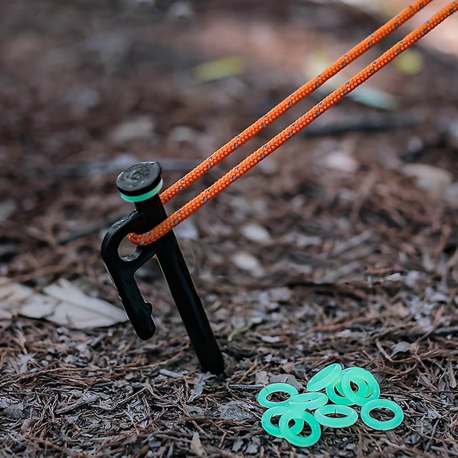 4pcs Multifunctional Ground Nail Fluorescent Ring Silicone Camping Tent Nail Rin