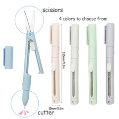 Mini Portable Scissors Paper Cutter 2 In 1 Pocket Pen Scrapbooking Art Tools