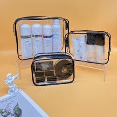 3pcs Transparent Toiletry Bag Cosmetic Storage Portable Travel Bag