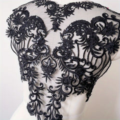 Flower Sequin Hollow Embroidery Lace Wedding Bridal Patch DIY