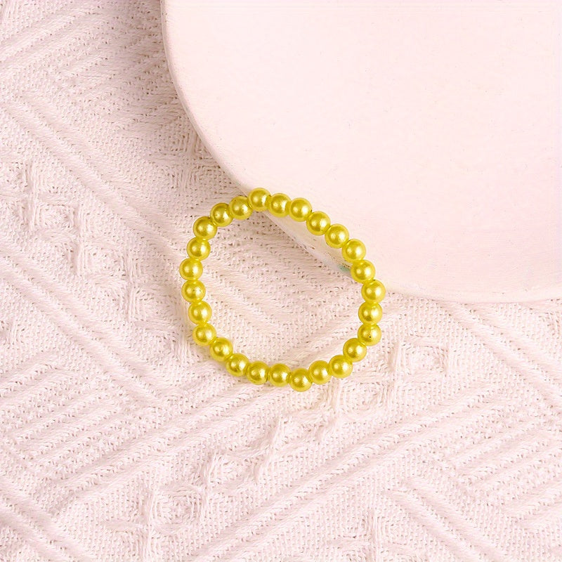 Colorful Simulated Pearl Beaded Bracelet String with Niche Jewelry Gift
