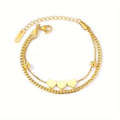 Heart Shape Adjustable Chain Bracelet Stainless Steel Hand Chain for Women
