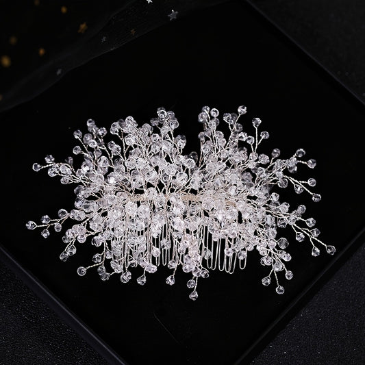 Crystal Bead Wedding Hair Comb Hair Accessories For Bridal Flower Headpiece