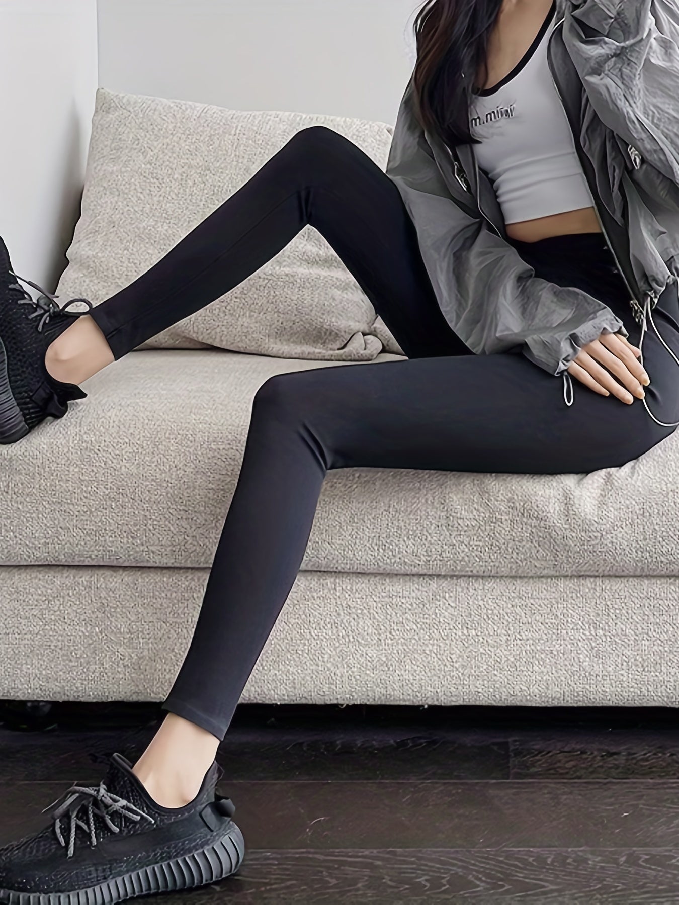 Solid High Waist Skinny Leggings Butt Lifting