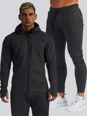 Men's 2 Piece Hooded Jacket & Drawstring Slim Sweatpants Set