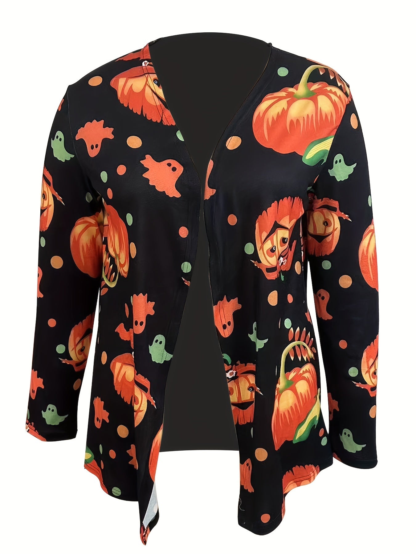  Halloween Cardigan Women's Pumpkin & Ghost Print
