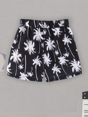 Hawaii Coconut Tree Print Boys Comfort Shorts Quick Drying for Summer