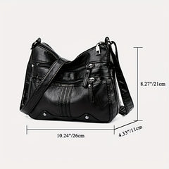 Studded Decor Crossbody Bag Women's Pocket Purse PU Leather Shoulder Bag