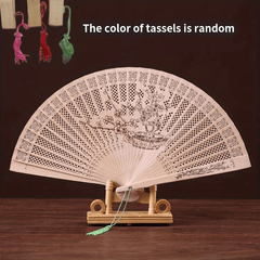 Chinese Style Hollow Wooden Fan Ancient Style Painted Folding Fan