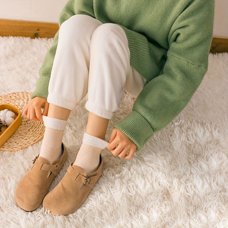 6 Pairs Plush Lined Socks for Women