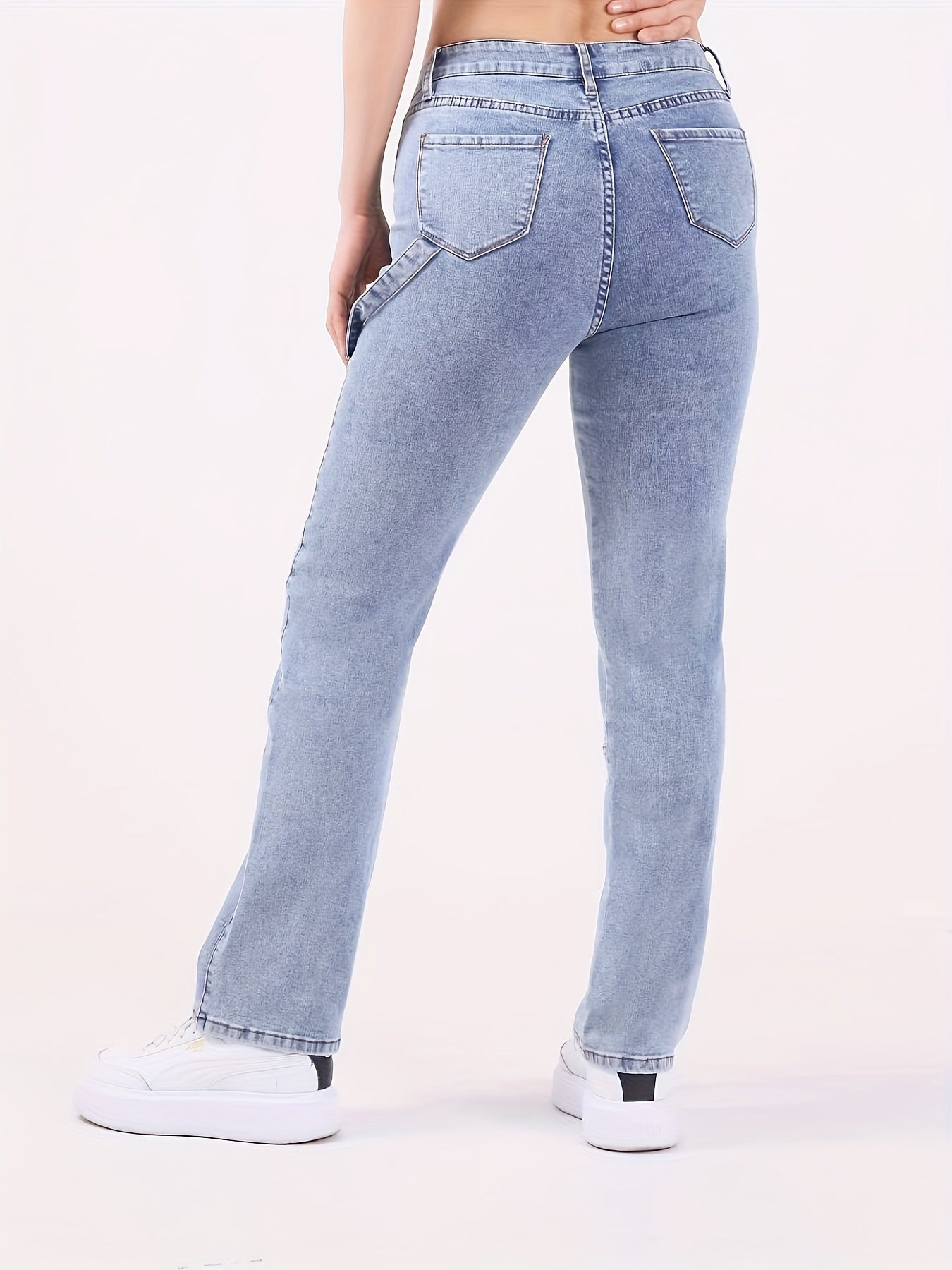  High Rise Straight Leg Jeans