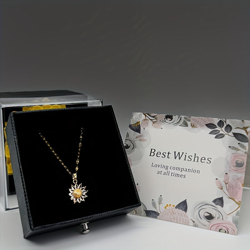 Charming Sunflower Necklace & Flower Gift Set for Thanksgiving Christmas