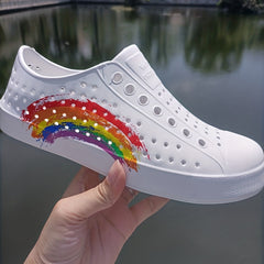 Women's Rainbow Pattern Sneakers Casual Hollow Out Shoes