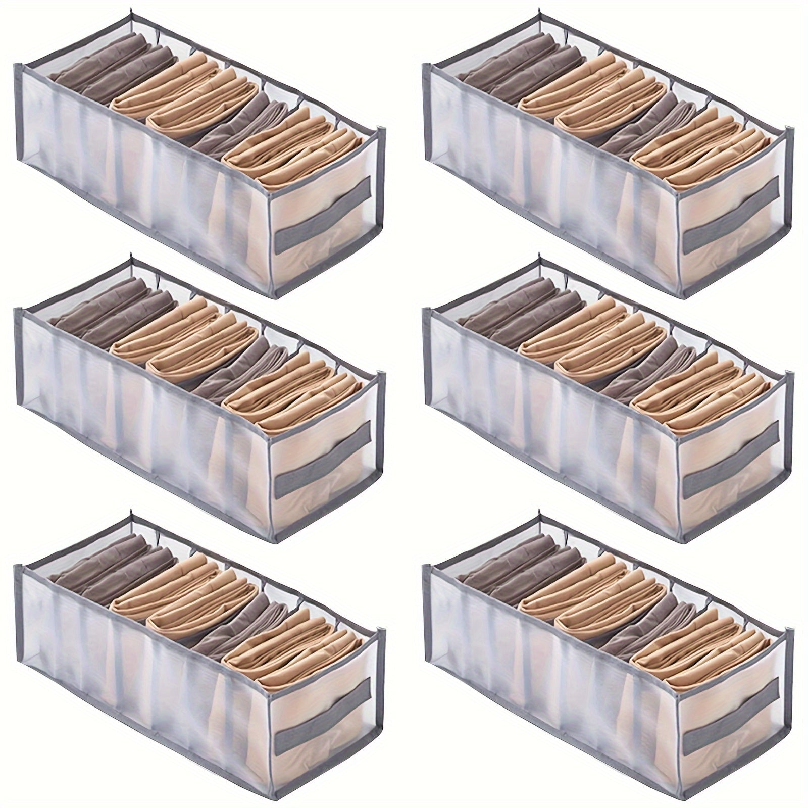 6pcs Large Capacity Foldable Mesh Nylon Organizers 6 Dividers Desk Organizer