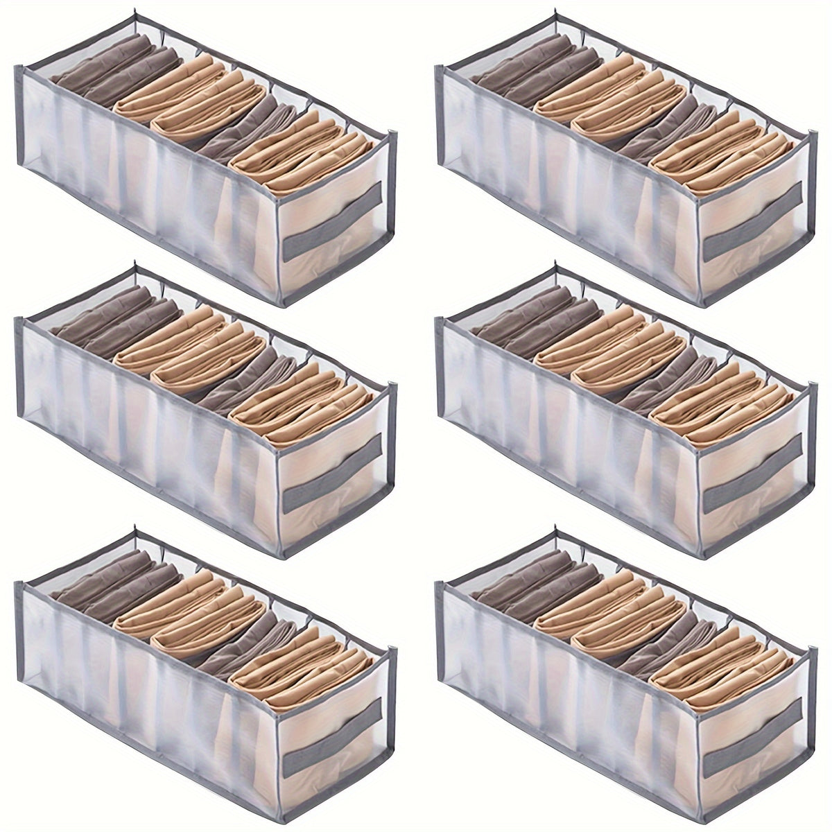 6pcs Large Capacity Foldable Mesh Nylon Organizers 6 Dividers Desk Organizer