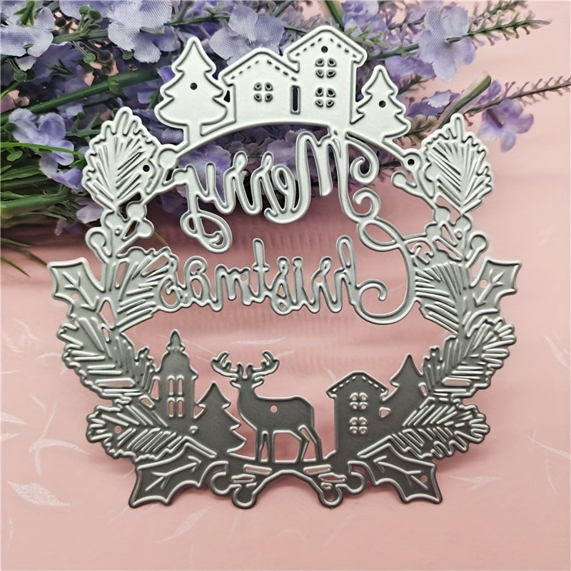 1pc Christmas House Deer Etching Cutting Mold Stencil