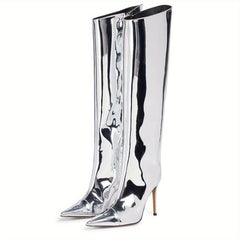 Women's Patent Leather Long Boots Stiletto Heel Over Knee Shoes
