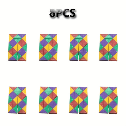 24pcs Mini Snake Cube Puzzle Set Colorful Plastic Magic Snake Toy