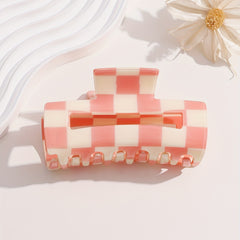 Pink Plaid Hair Clip Retro Square Clip Rectangle Hair Claw