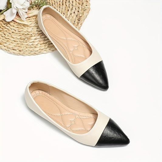 Women's Cap Toe Flats Soft Sole Slip On Shoes