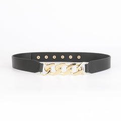 Chain Buckle Ladies Belt Women Skinny Waist Belt with Golden Metal Chain