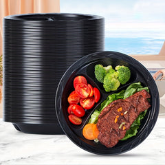 Disposable Round Dinner Plate Party Plastic Three-grid Fruit Dessert Dish