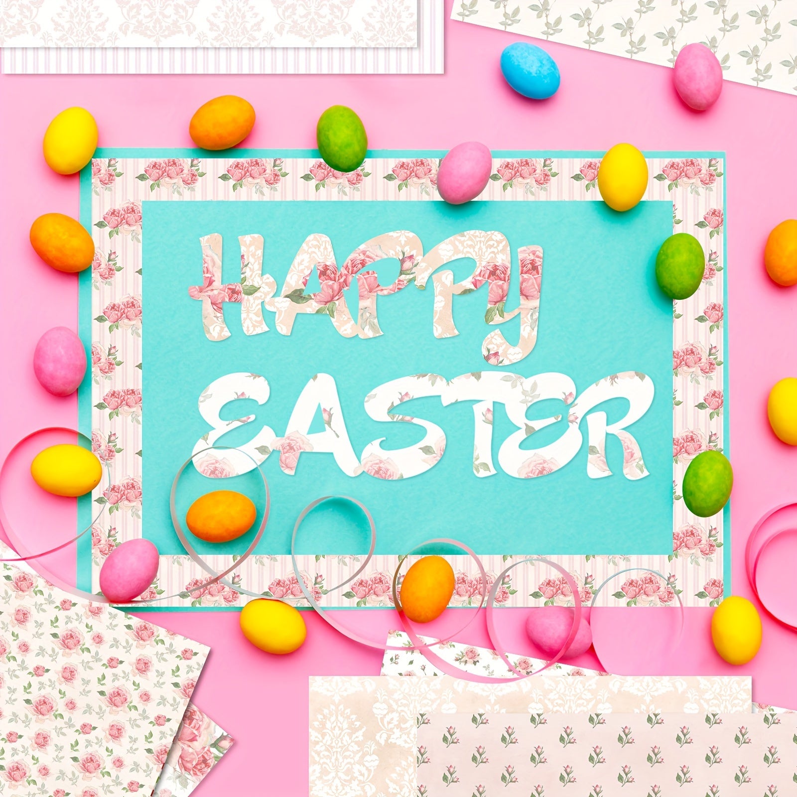 12pcs Flower Series Background DIY Scrapbook Paper Art Card Pattern Paper