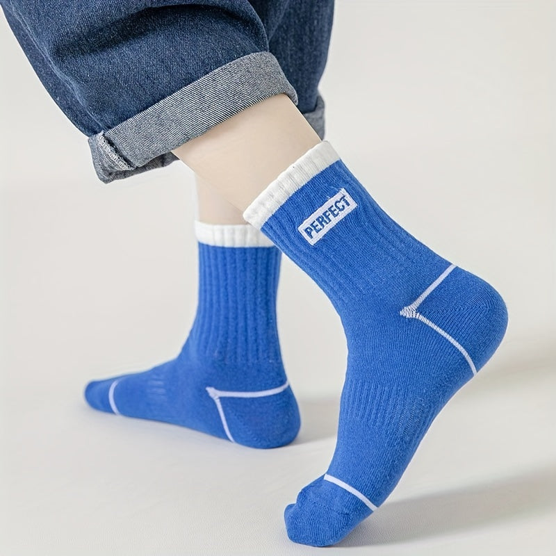 6 Pairs Kids' Embroidered 'PERFECT' Short Socks
