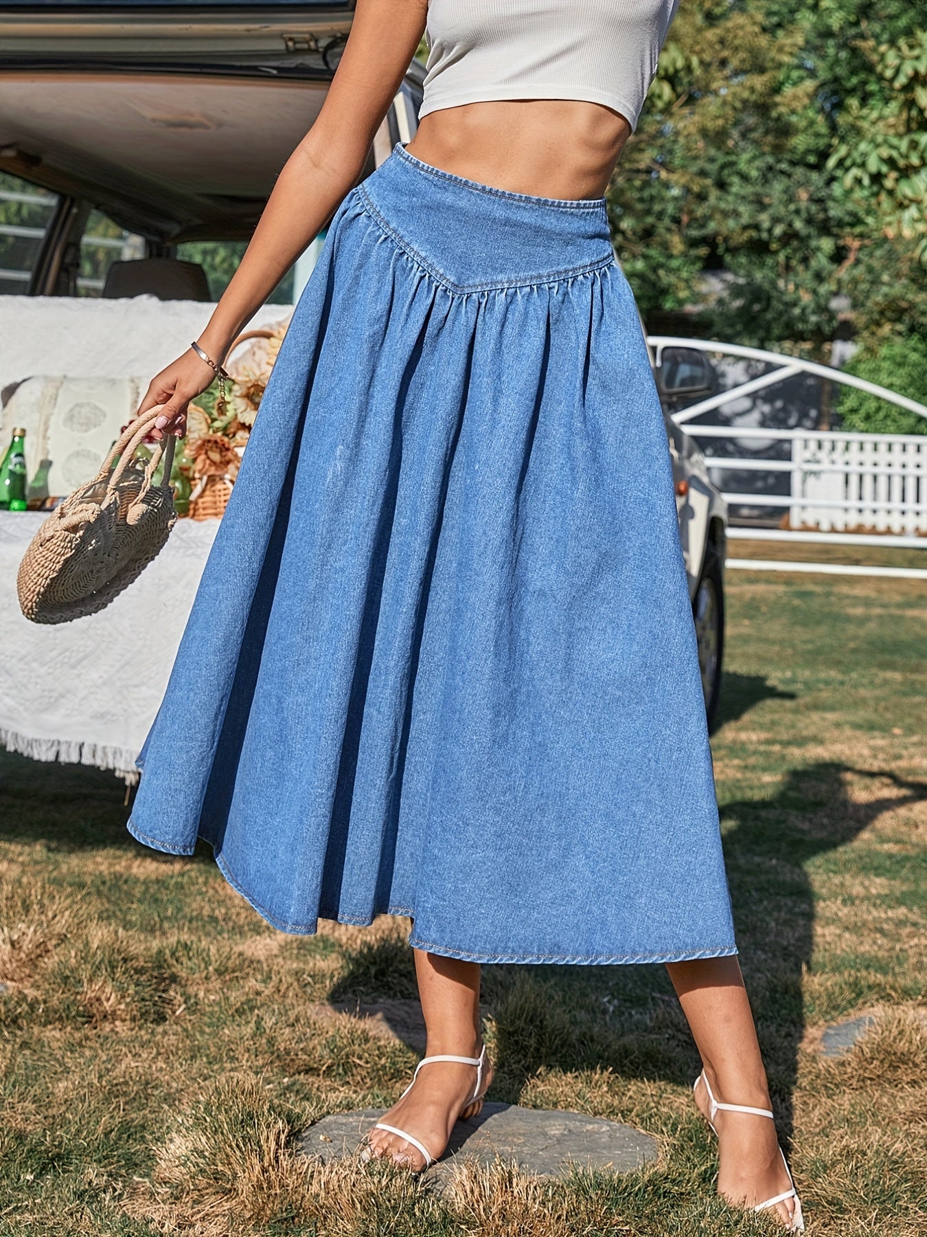 High Waist Denim Circular Skirt Women's Jeans
