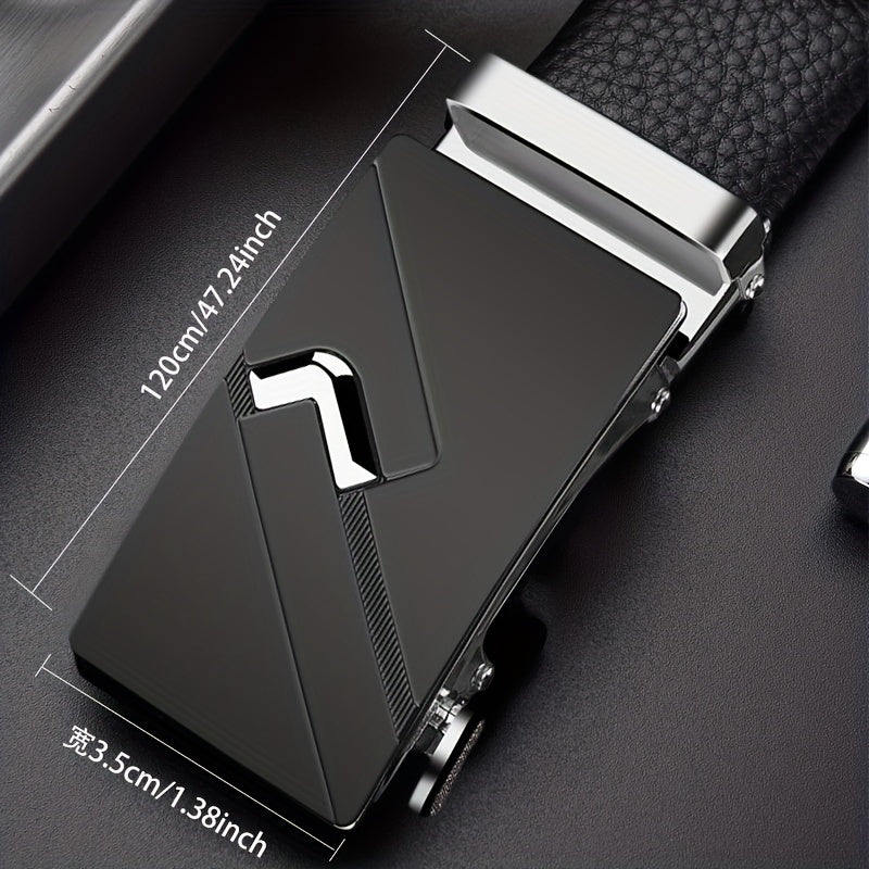 Men's Automatic Buckle Belt PU Leather Business Waist Strap