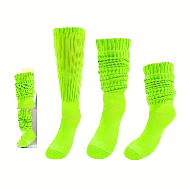 2 Pairs Solid Calf Socks Knee High Women's Stockings