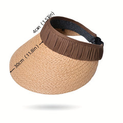 Straw Visor Hat Casual Ponytail Sun Hat UV Protection Foldable
