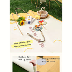 2 in 1 Foldable Picnic Mat Cartoon Pattern Waterproof Durable Pad