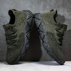 Men's Breathable Woven Knit Cushioned Shoes Lightweight Outdoor Sneakers