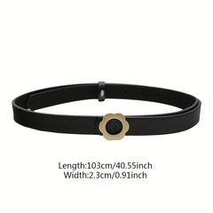 Flower Buckle PU Leather Belt for Women