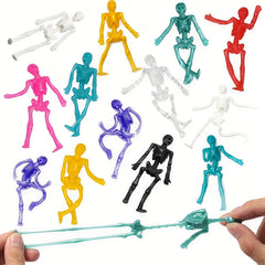 24pcs Halloween Stretchy Skeleton Toys Assorted Squishy Skulls Goody Bag Fillers
