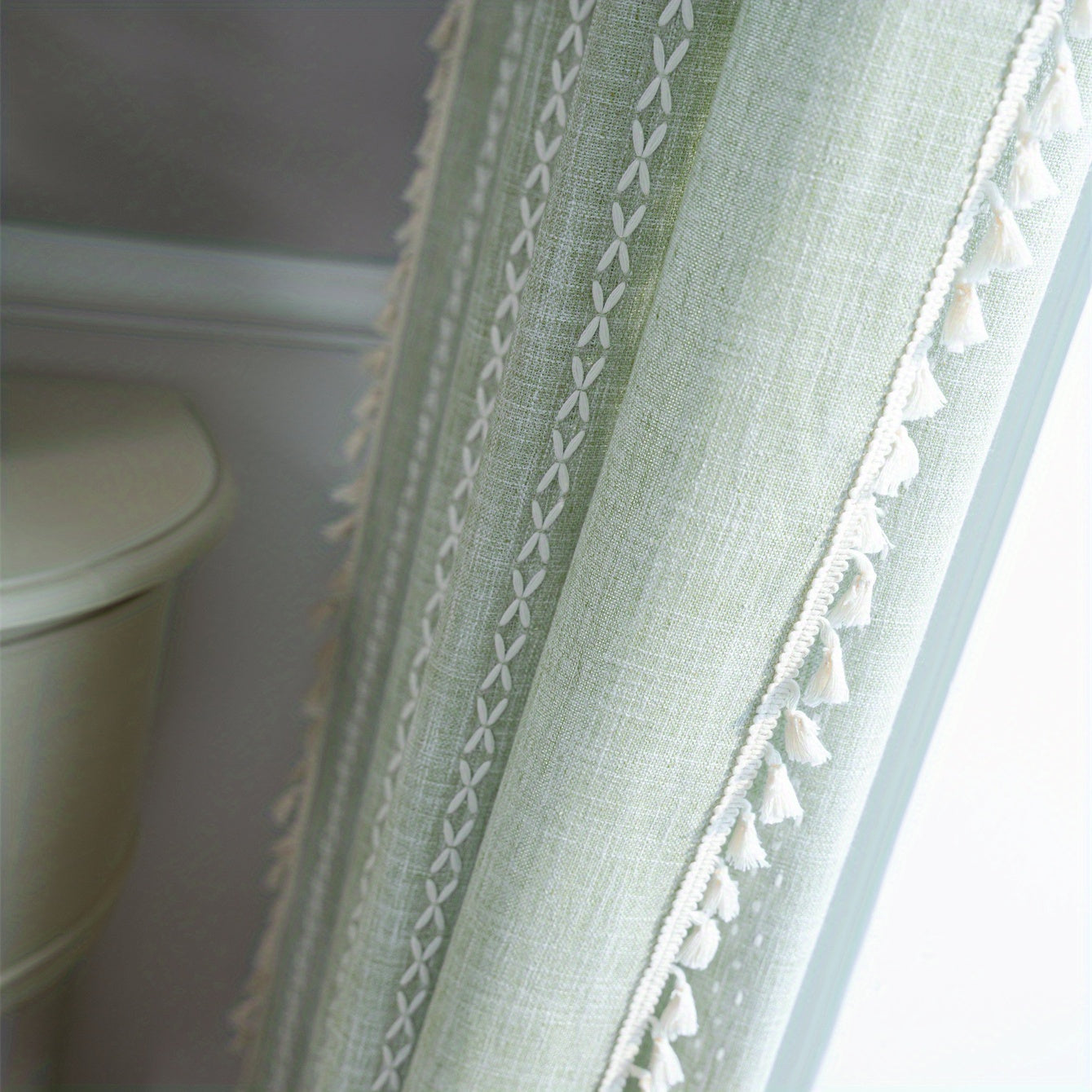 American Bohemian Curtain Cotton Linen Knitted Jacquard Curtain