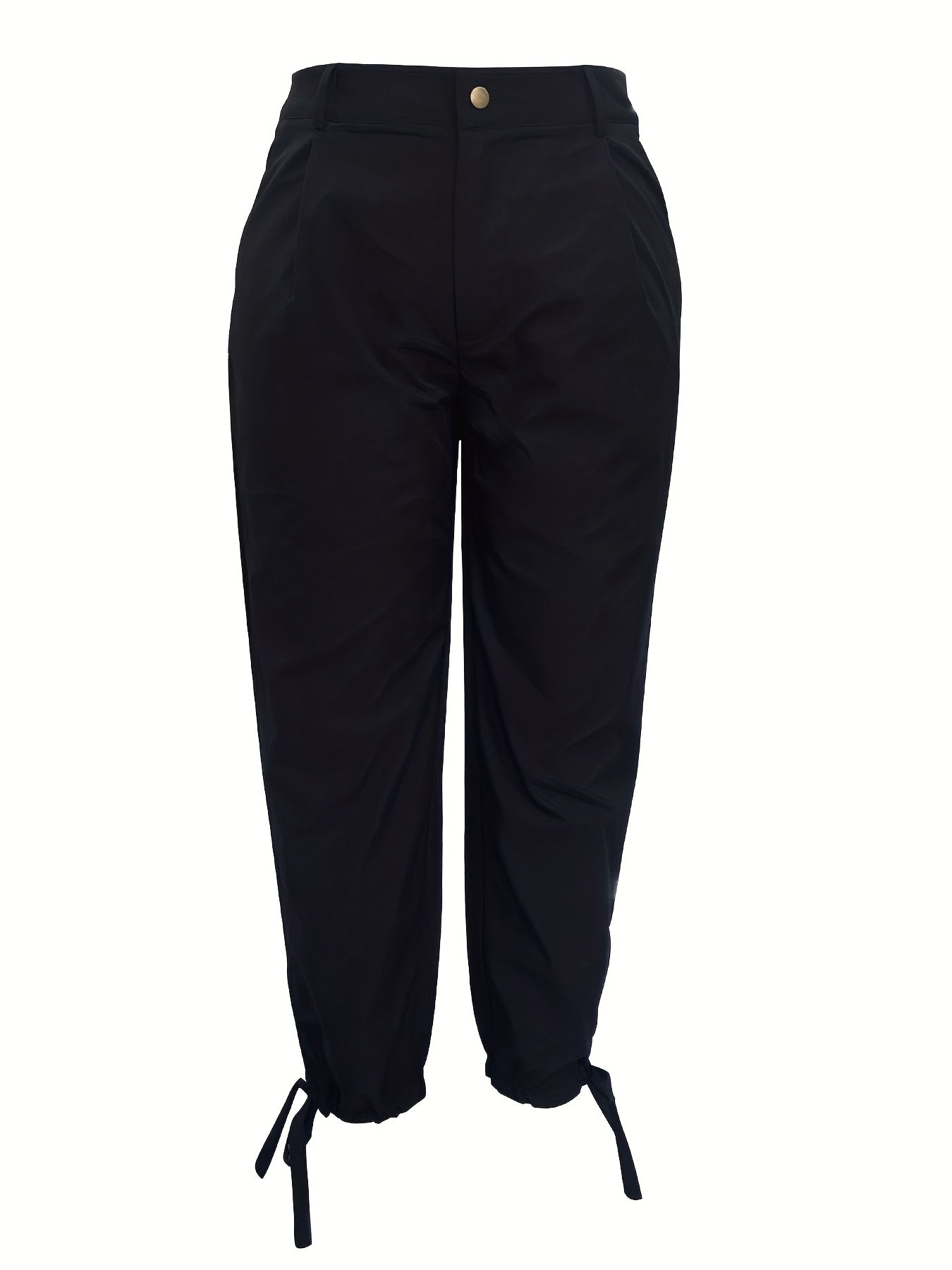 Solid Side Knot High Rise Button Fly Pants