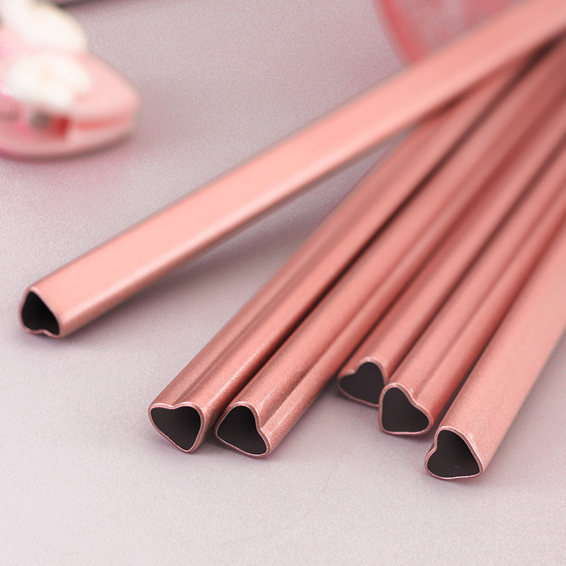 Romantic Pink Heart Straw Stainless Steel for Long Lasting Drinking