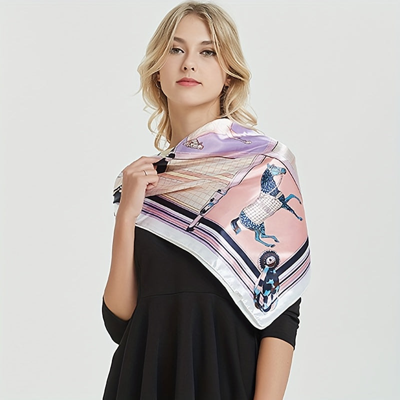 Large Satin Square Scarf Bandana Classic Print