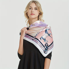 Large Satin Square Scarf Bandana Classic Print