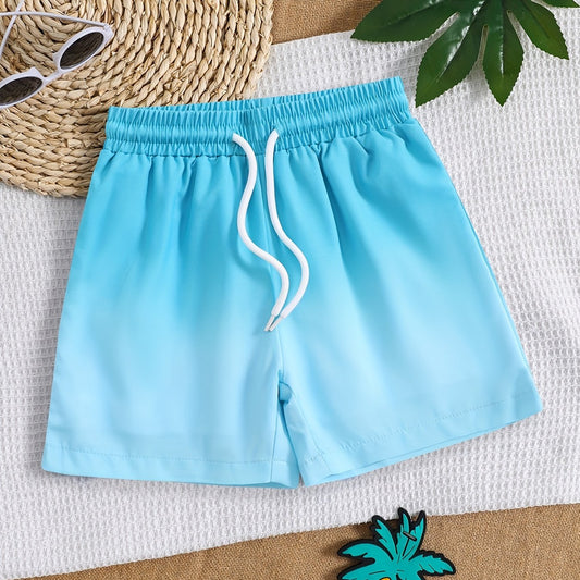 Boys Swim Trunks Gradient Print Elastic Waist Beach Pants