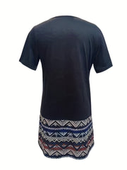 Tribal Striped Crew Neck Summer Dress